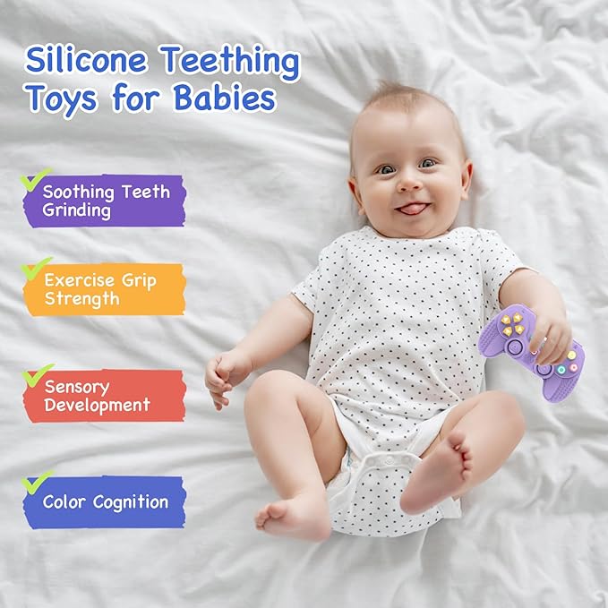 1 Pack Silicone Teethers for Babies 6-12 Months, Teething Toys for Babies 0-6 Months, Remote Teether for Baby, Sensory Toys for Babies,Toddler Infant Girl Boy Gifts