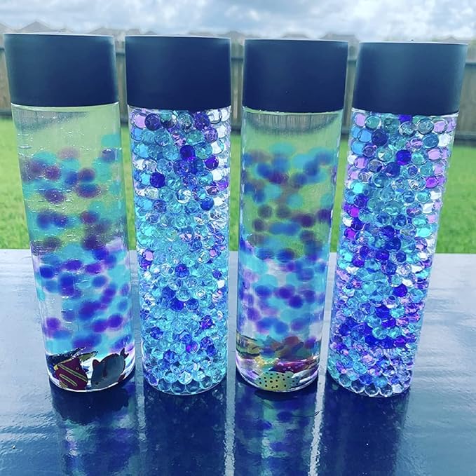 18 PCS 14 Oz Bulk Empty Sensory Bottles, Plastic Juice Bottles with Caps, Reusable Clear Drink Containers, PET Water Bottles for Juice Milk Homemade Beverages