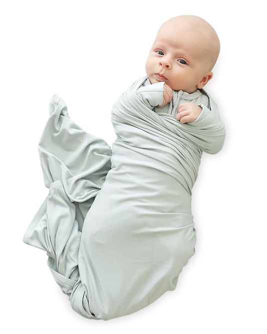Caden Lane Baby Swaddle & Receiving Blanket, Soft, Breathable & Temperature-Regulating Bamboo Viscose Fabric for Swaddling Newborns, Gender Neutral Infant Blanket for Boys & Girls, Lily Pad Green