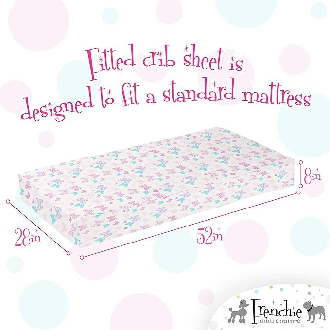 Crib Sheets 2 Pack, 100% Woven Cotton, Fitted Mattress Covers, Fits Standard Size Toddler Bed 28 x 52 x 8in, Butterfly