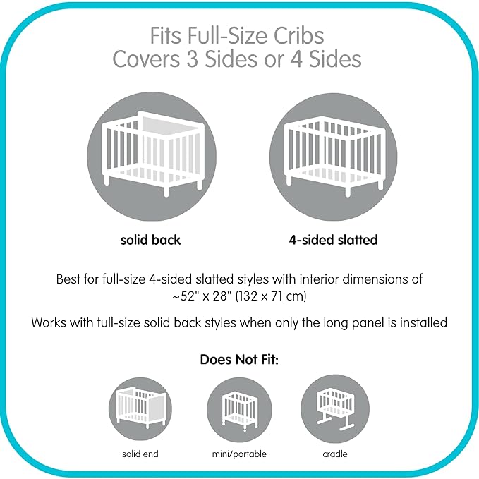 Breathable Mesh Liner for Full-Size Cribs (Gray, 11')