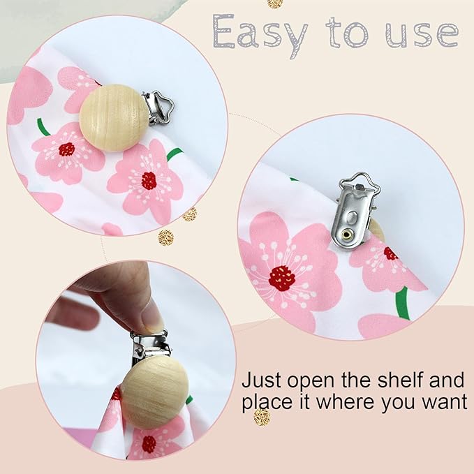 20 Pieces Wood Pacifier Clips Teething Grasping Toy Suspender Clips Natural Beech Wood Pacifier Clip Holder Charm DIY Pacifier Clips Chain Accessories