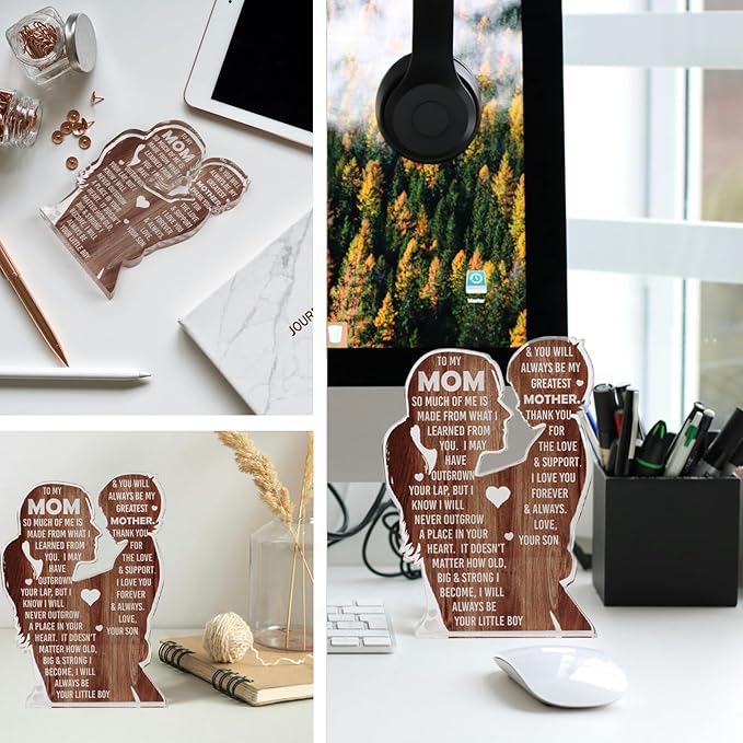 Mom from Son, Stocking Stuffers for Mama, Best Mom Ever, Unique Birthday Present Ideas for New Mom First Time Mom - Desk Decor Acrylic Sign