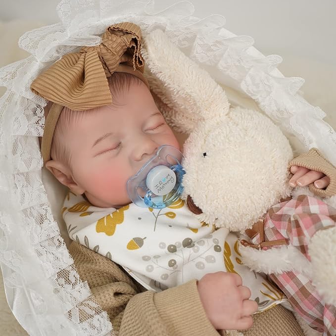 Lifelike Reborn Baby Doll,17 Inch Realistic Reborn Baby Doll,Newborn Baby Dolls Soft Full Vinyl Body Poseable Real Life Baby Dolls with Feeding Kit Gift Box for Kids Age 3+