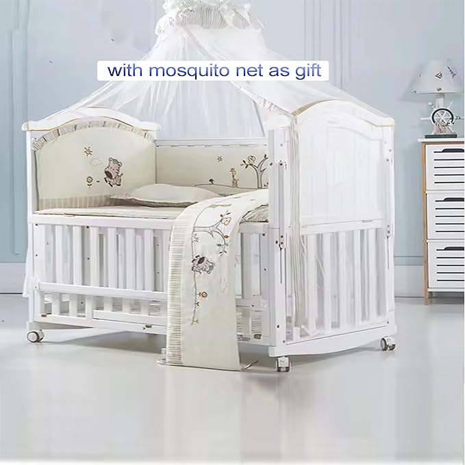 Portable Mini Baby Crib 4 in 1 with Memory Foam Mattress(38"by24") Included, Cunas para Bebes 2025 Convertible Crib 6 in1 with Foldable Storage Baby Playpen Bassinet Bedside Sleeper Bed(White)