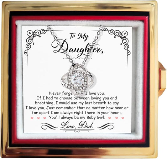 To My Beautiful Daughter Necklace from Mom & Dad | Cubic Zirconia Pendant with Heartfelt Message Card & Gift Box | Daughter Birthday, Graduation, Christmas Jewelry Gift from Parents