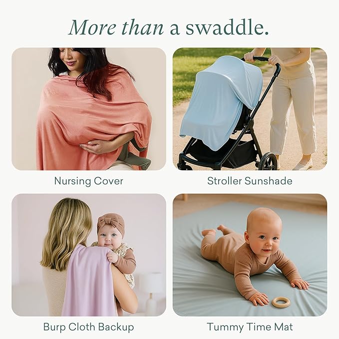 Supersoft Swaddle Blanket, Premium Bamboo Viscose Baby swaddling Blankets for Newborns, Lightweight & Breathable Swaddle Blankets for Boys and Girls, 47” x 47”, Neutral Baby Essentials