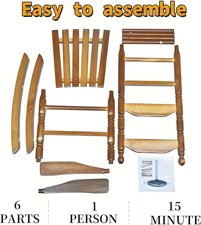 Child Rocking Chair for 3-6 Small Baby Kids Wooden Outdoor Furniture Indoor Living Room Lounge Bedroom Porch Patio Outside Brown