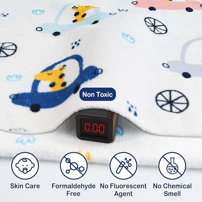 Viviland Baby Washcloths, Super Soft Baby Bath Towels for Newborn 24 Pack, Absorbent Face & Body Wash Cloth for Baby Girl, Blue-Giraffe Pattern, 9 x 9 inch