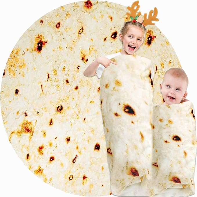 Burrito Tortilla Blanket Baby Stuff Shower White Elephant Gifts for Kids Taco Throw Blankets Wrap Newborn Swaddle Toddler Boy Girl Party Novelty Gag Pets Soft Fleece 40in