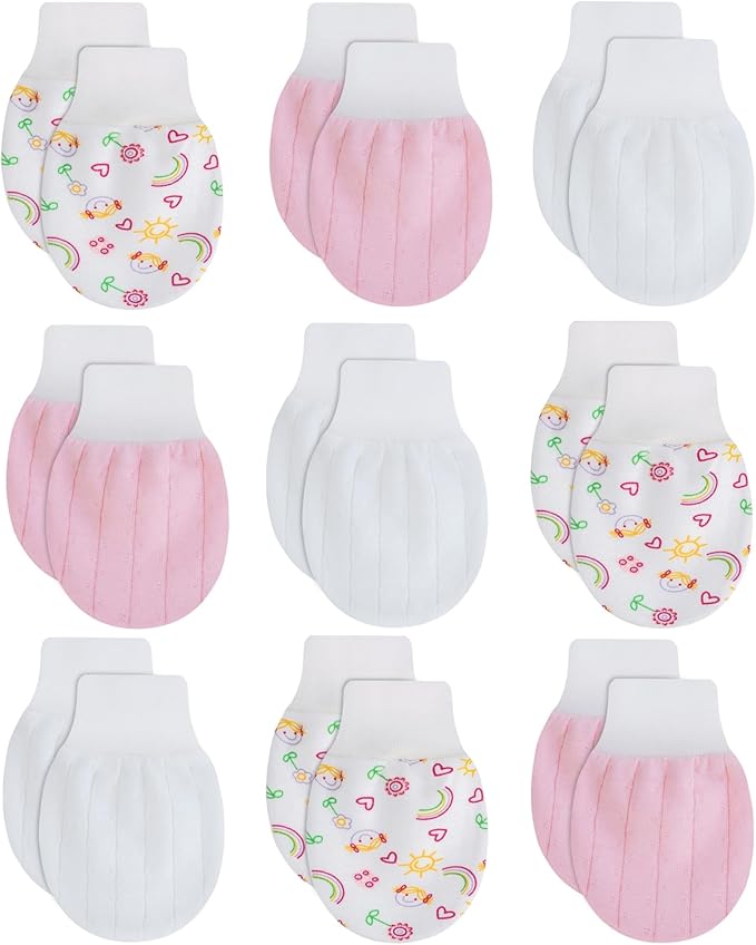 RATIVE Wrist Tab Baby Mittens 0-6,6-12 Months Organic Cotton for Newborn Baby Boys Girls