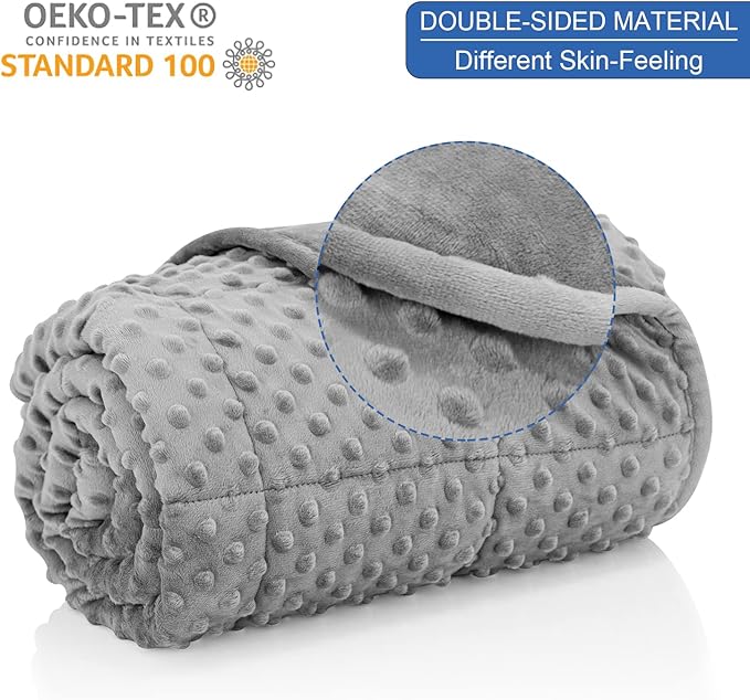 Weighted Blanket Queen 15lbs for Adult(60"×80",Gray) Breathable Soft Minky Weighted Throw Blanket for All Season,Heavy Blanket with Premium Glass Beads