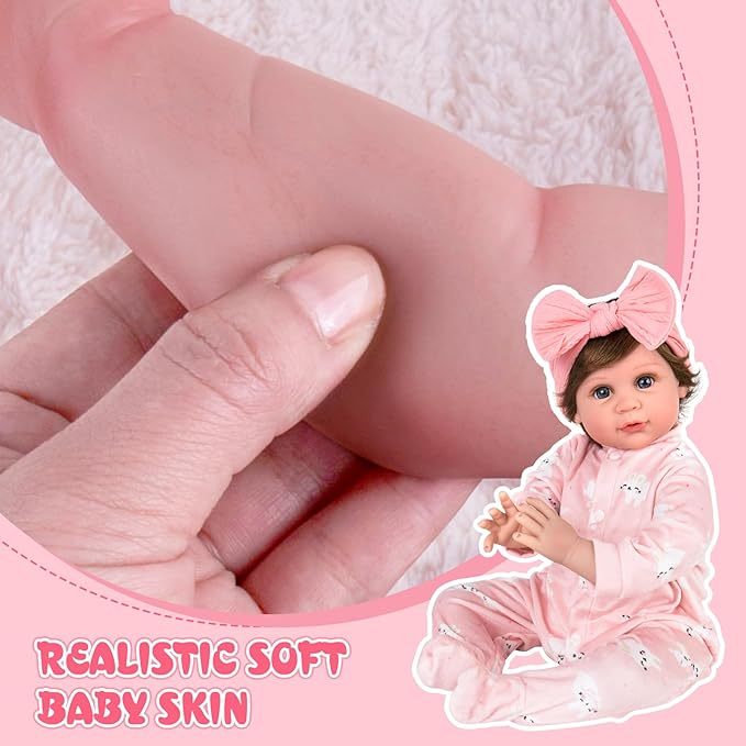 Aori Reborn Baby Dolls Lifelike - 22 Inches Realistic Newborn Girl Doll That Look Real - Great Gift for Grandama and Kids 3+