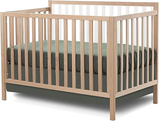 Sorelle Essex Euro 4-in-1 Convertible Crib & Changer – Nursery Furniture Set, Wooden Baby Crib with Non-Toxic Finish, Integrated, Toddler, Daybed, and Full-Size Bed Conversion Kit – White Natural