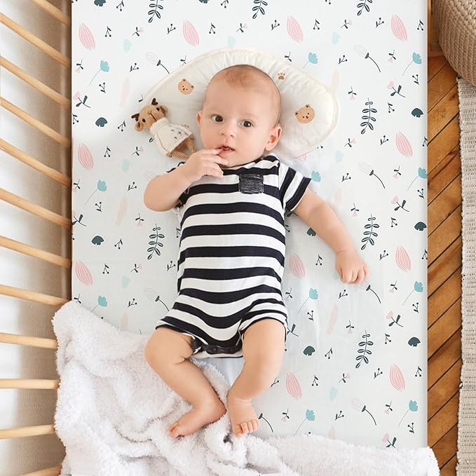 Pack n Play Fitted Sheet. 2 Piece Mini Crib Sheet. Elastic Playard Sheet. Portable Sheet Set. Compatible with Graco Pack n Play. (Leaves & Deer)