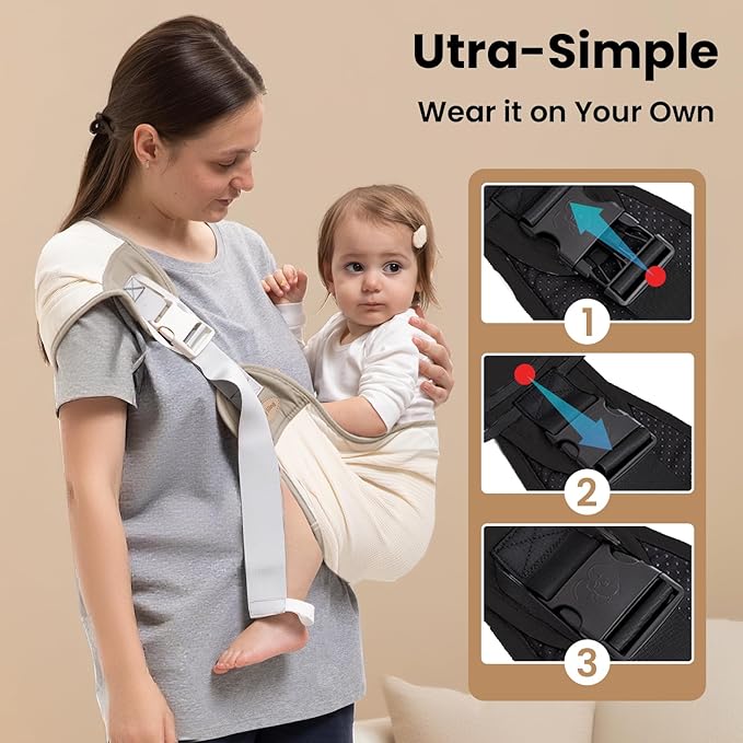 Baby Carrier Newborn to Toddler, Baby Sling Carrier, Toddler Carrier 25-60 lbs with Adjustable Straps, Soft Padded Edges, Lightweight and Travel-Friendly Newborn Baby Carrier