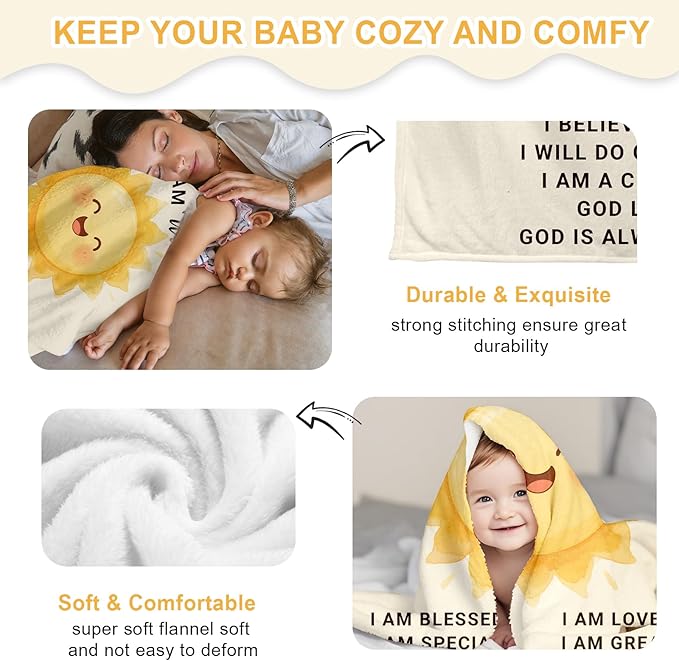 Ship Next Day, Personalized Baby Blanket for Boys Girls - Printed in USA, Custom Baby Blanket with Name Super Soft Plush Flannel, Easter Christmas Brithday Gifts for Baby Shower Kids Toddlers Newborn
