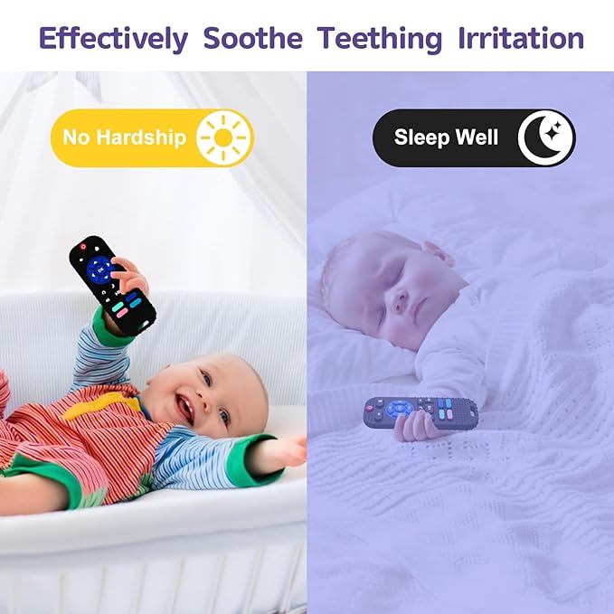 1 Pack Silicone Teethers for 6-12 Months, Teething Toys for 0-6 Months, Remote Teether for Baby, Sensory Toys for Babies, Toddler Infant Gifts