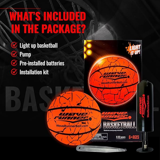 Light Up Basketball - Glow In The Dark Basketball - Teen Boys Gift Ideas For Boys 8-15+ Year Old - Led Basketball Accessories | Cool Outdoor Toys Ages 8 9 10 11 12 13 14 15 - Sports Stuff For Kids