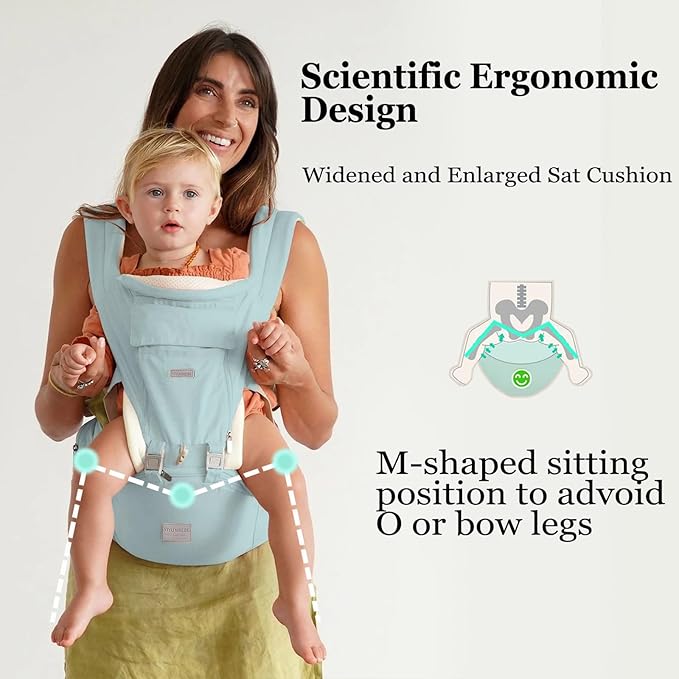 Baby Carrier, Ergonomic 6-in-1 Baby Carrier with Hip Seat for Newborn Infant Toddler, Adjustable Detachable Baby Holder Carrier for Dad Mom