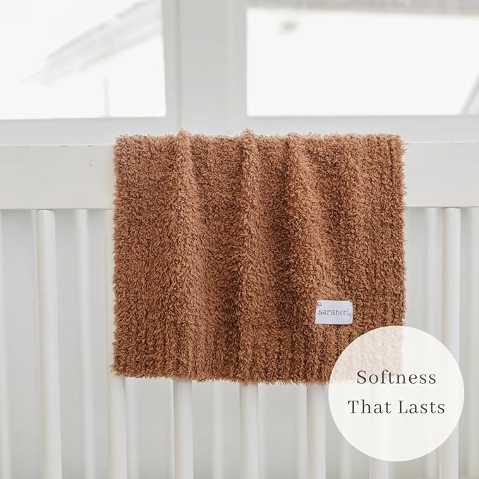 SARANONI Bamboni Luxury Baby Blanket, Breathable & Soft Plush Blanket for Infant Boys & Girls (Caramel, Mini 15” x 20”)