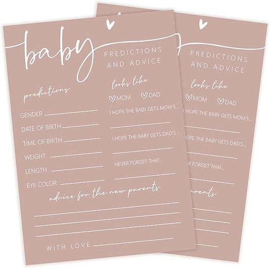 Baby Shower Games - Pink Baby Predictions and Advice Cards, 30 Sets Gender Reveal Party Decorations Supplies Favors - F02