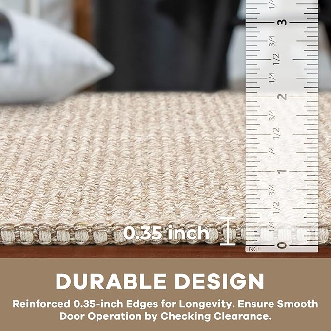 KOZYFLY Runners for Hallways 2x8 ft Washable Kitchen Runner Non Slip Rubber Backed Hall Runners Cotton Entryway Runner Rugs Floor Carpet for Indoor Backdoor Bedroom Kitchen, Ivory/Khaki