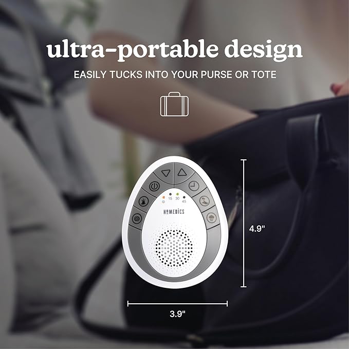 Homedics Rejuvenate Traveler White Noise Sound Machine, Portable Sound Machine with 4 Relaxing Sounds for Travel, Home, Nursery and Office, Auto Off Timer