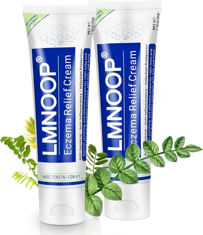 LMNOOP® Eczema Cream, Maximum Strength Treatment Ointment for Dermatitis, Rash, Psoriasis, Urticaria, Tinea Pedis, Fungal Infection, Anti-Itch, Relief for Sensitive & Irritated Skin, 1.76oz 2PCS