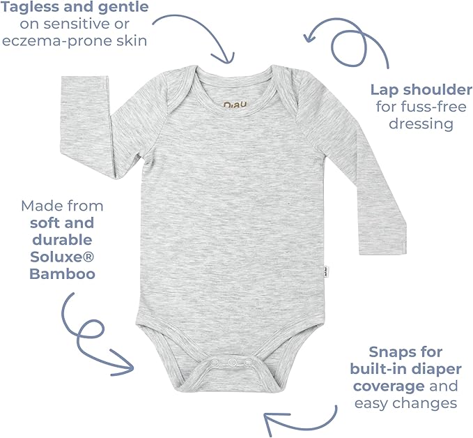 Little Sleepies Long Sleeve Bodysuit for Baby Girls & Boys, Soft Viscose from Bamboo One Piece, Tagless Baby Clothes w/Snaps
