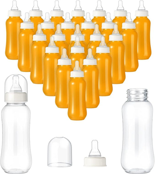 Norme 24 Pcs Baby Shower Bottles 9.5 oz Plastic Baby Bottles Chug Shower Game Party Favors Baby Bottles Bulk for Baby Shower Decorations Gender Reveal Gifts (White)