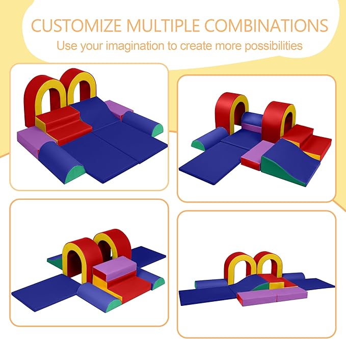 Kinder King Climb and Crawl Activity Play Set, 10-Piece Soft Foam Block for Climbing, Crawling and Sliding, Indoor Climber for Toddlers and Kids, Baby Infant Lightweight Climbing Toys