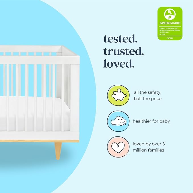daVinci Marley 3-in-1 Convertible Baby Crib - GREENGUARD Gold Certified Convertible White Finish & Natural Legs Baby Crib to Toddler Bed, Daybed - Easy to Assemble - with 4 Adjustable Mattress Heights