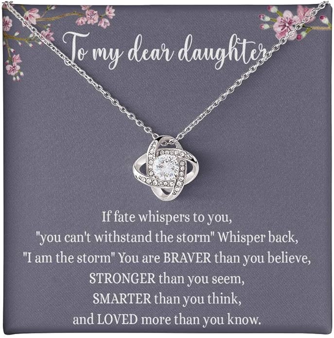 To My Daughter Gift Necklace From Dad or Mom - Badass Daughter Jewelry With Heartfelt Message & Elegant Box