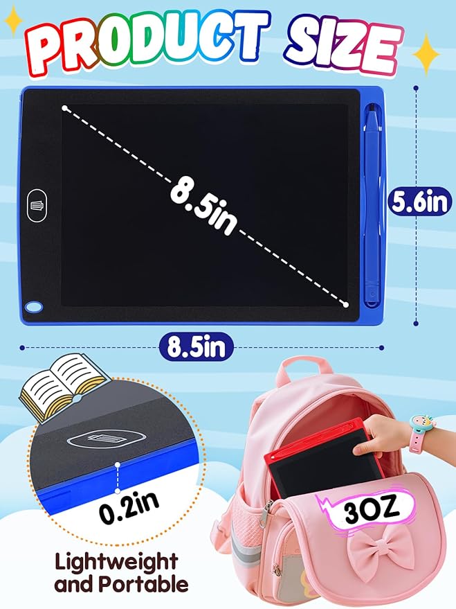 12 Pack LCD Writing Tablet for Kids Bulk - 8.5in Colorful Drawing Tablet Erasable Doodle Board, Educational Learning Travel Toys for 3 4 5 6 7 8 Kids, Kindergarten and Preschool Must Haves