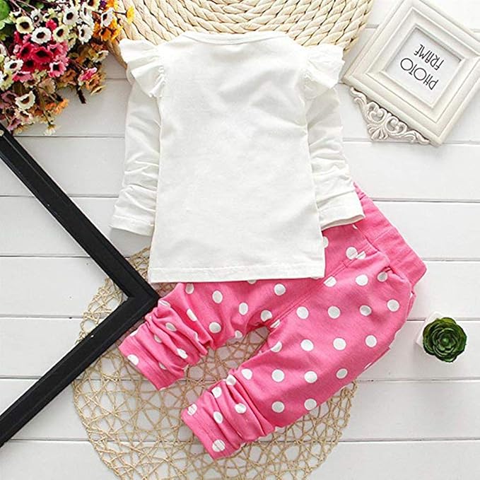 Cute Toddler Baby Girls Clothes Set Long Sleeve T-Shirt and Pants Kids 2pcs Outfits