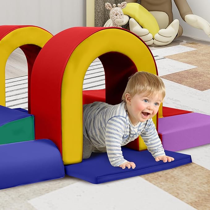 Kinder King Climb and Crawl Activity Play Set, 10-Piece Soft Foam Block for Climbing, Crawling and Sliding, Indoor Climber for Toddlers and Kids, Baby Infant Lightweight Climbing Toys