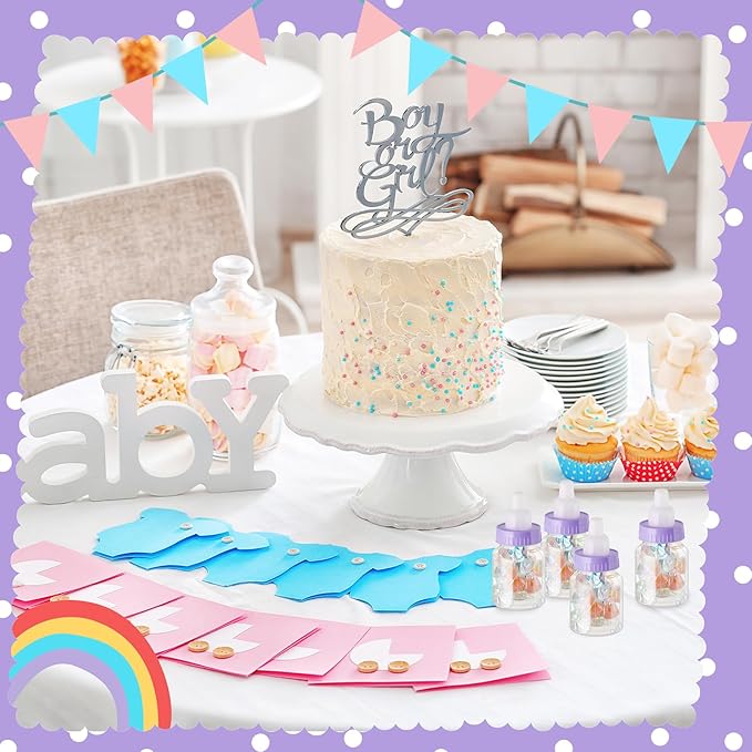 36 Pcs 3.5 Inch Mini Plastic Baby Bottle for Shower Favor - Clear Candy Box Feeding Bottle Decor Gift (Purple)