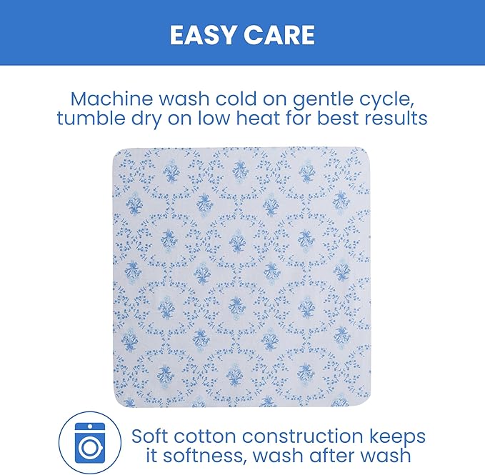Delta Children 100% Organic Jersey Cotton Baby Receiving Blankets for Girls and Boys – 30x40 Inches - GOTS Certified (Pack of 2), Blue Botanicals