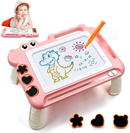 AiTuiTui Magnetic Drawing Board Toddler Toys with Legs for 2 3 Year Old Girls Boys, Sketch Writing Doodle Pad Age 2-4 Travel Games, Educational Learning Kids Toys for Toddlers Birthday (Pink)