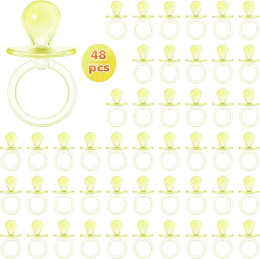 Jetec 48 Pieces 2.5 Inch Acrylic Baby Pacifiers Gender Reveal Party Decorations for DIY Baby Shower Birthday Party Favors(Yellow)