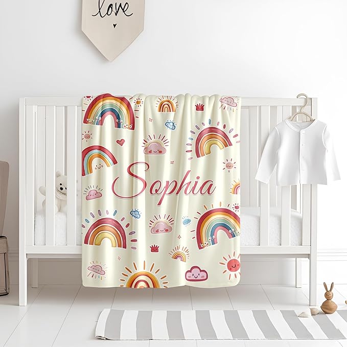 Ship Next Day, Personalized Baby Blanket for Boys Girls - Printed in USA, Custom Baby Blanket with Name Super Soft Plush Flannel, Easter Christmas Brithday Gifts for Baby Shower Kids Toddlers Newborn