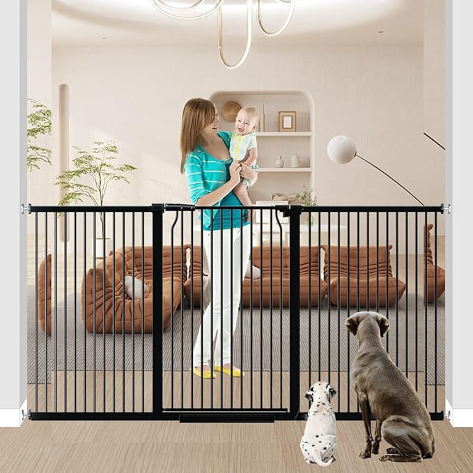 40.5" Tall Baby Gate 76.7-79.5" Wide No Drilling Tall Pet Gate Cat Gate Extra Wide Baby Gate Safety,Extra Narrow Auto-Close for Indoor Stairs, Doorways, and Kitchen