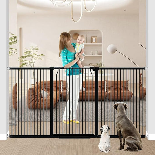 40.5" Tall Baby Gate 76.7-79.5" Wide No Drilling Tall Pet Gate Cat Gate Extra Wide Baby Gate Safety,Extra Narrow Auto-Close for Indoor Stairs, Doorways, and Kitchen
