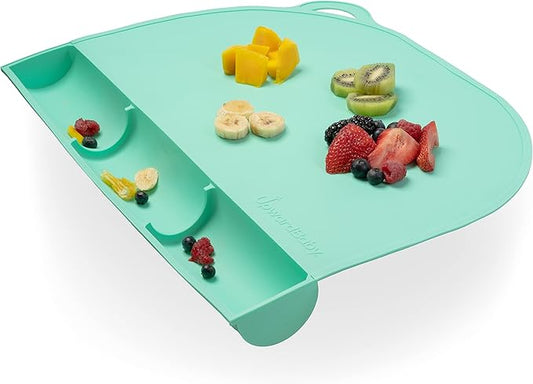 UpwardBaby 100% Silicone Baby Placemat (Mint Green) - Food-Catching Table Mat - Non-Slip Backing, BPA-Free, Dishwasher Safe- Toddler Eating Mat & Baby Silicone Suction Placemat