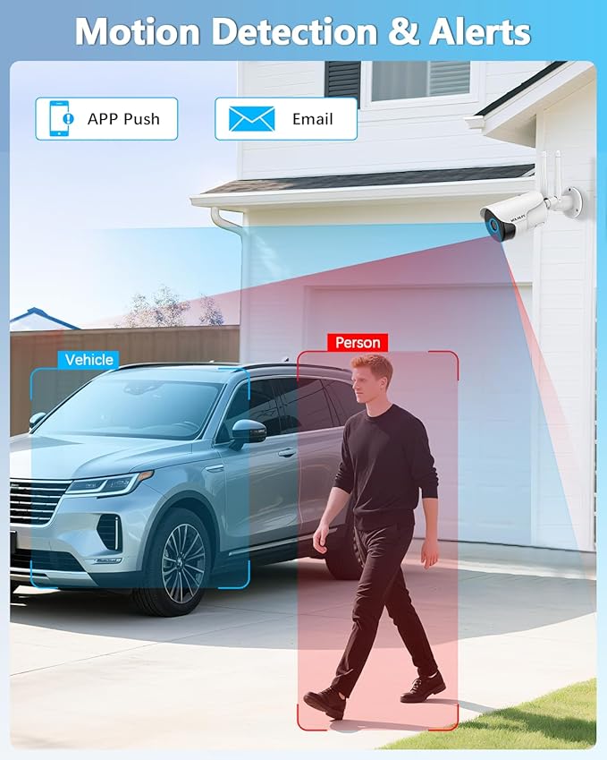 5MP Wireless Security Camera System with 10" Monitor, Outdoor WiFi Home Video Cameras Systems Surveillance DVR Kits