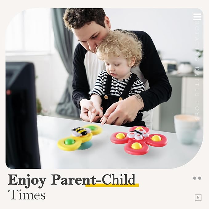 ALASOU 3PCS Suction Cup Spinner Toys for 1 Year Old Boy Girl|Spinning Top Baby Toys 12 18 Months|1 2 Year Old Boy Birthday Gift|Baby Bath Toy for Kids Ages 1-3|Sensory Toy for Toddlers 1-3