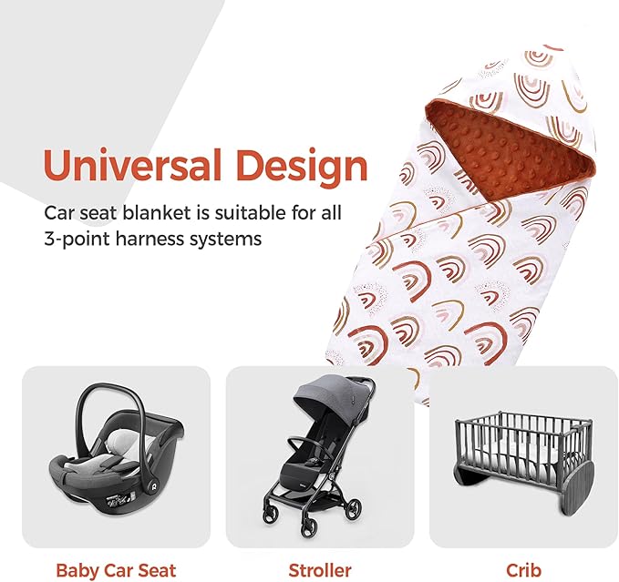 Miracle Baby Car Seat Blanket for Babies, Minky Dot Carseat Swaddle Blankets for Infants Newborn Boys and Girls (Rainbow 1)