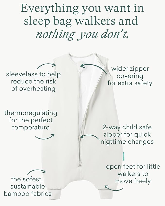 Supersoft Toddler Sleep Sack with Feet 1.0 TOG Premium Bamboo Viscose Sleep Bag Walker with Legs 12-18-24-2t-4t-5t