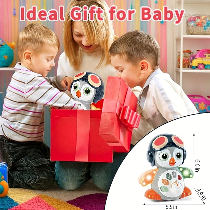 Penguin Crawling Toy for Babies 6-12 Months, Toys for 6 Month Old Boy, Tummy Time 3-6 Months, Light Up Music Toy, Gifts for 3-18 Months Boys Girls, 1 Year Old Boy Girl Toys